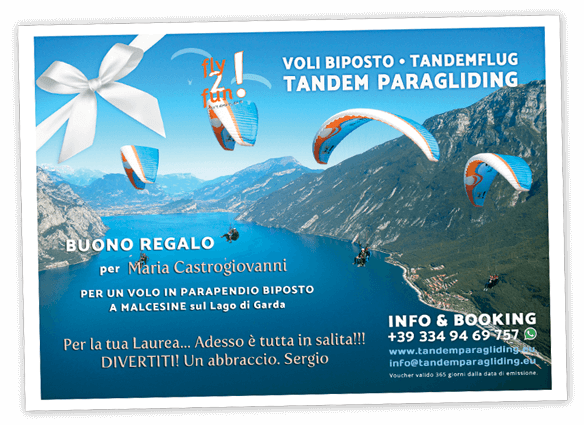 Regala un Volo in parapendio biposto sul lago di Garda - Malcesine